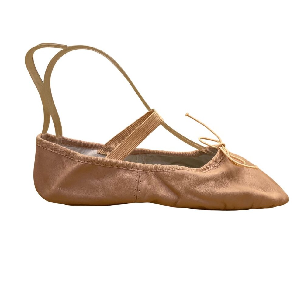 Bloch Women’s Pink Leather With Bow Elastic Straps Dansoft Ballet Flats Size 5D